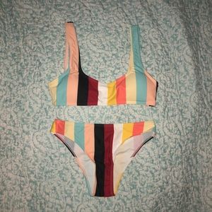 Colorful striped push-up bikini